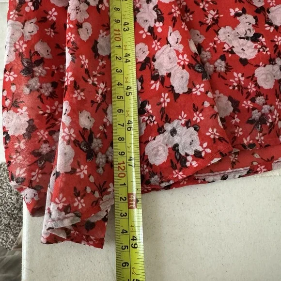 Zara Babydoll Maxi Sundress Red Floral V Neck Sleeveless Size M Coquette Fairy - Picture 9 of 15